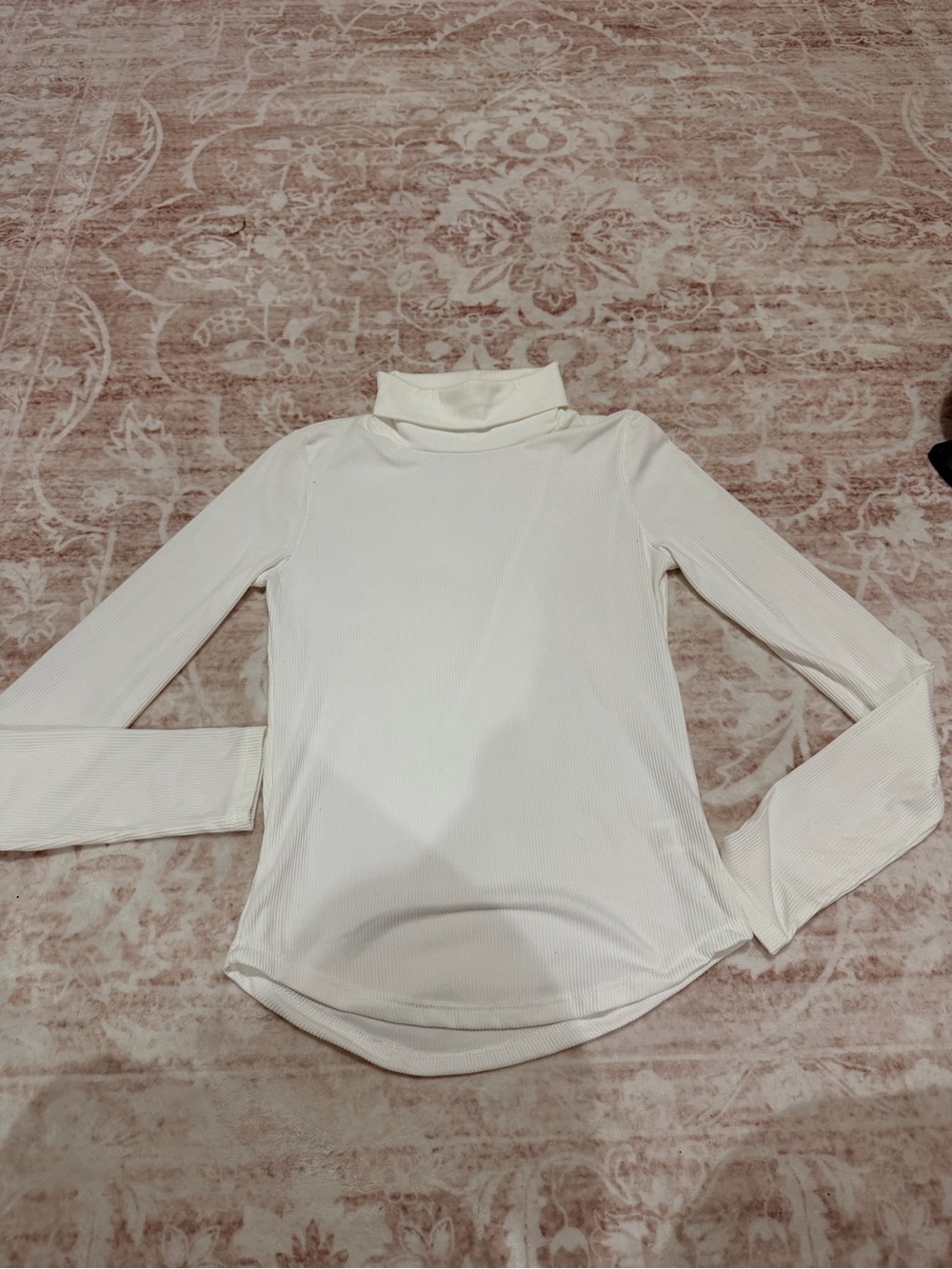 Altar'd State Cream Ribbed Turtleneck Long Sleeve Top